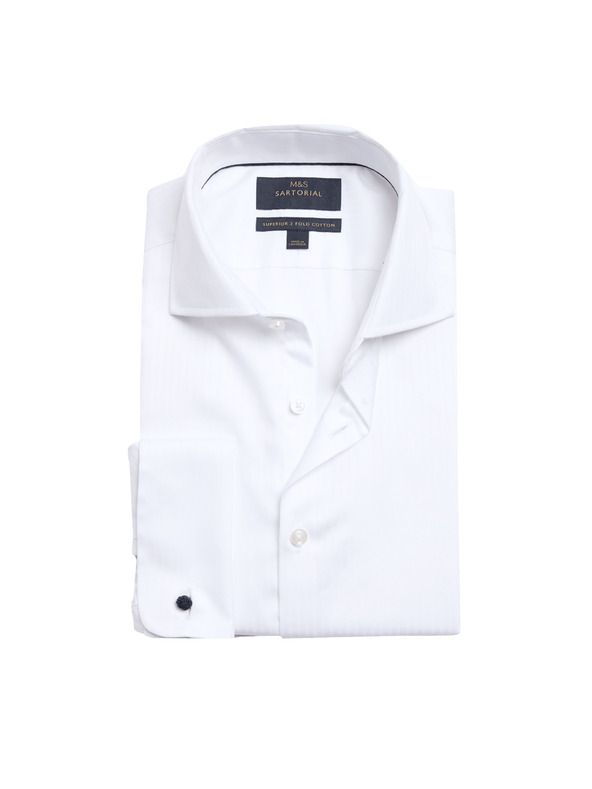 Marks & Spencer Prugasta slim košulja od luksuznog pamuka Marks & Spencer bijela