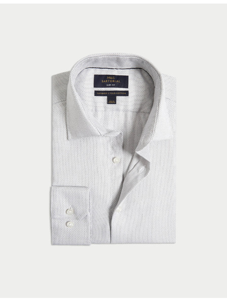 Marks & Spencer Luksuzna slim košulja od čistog pamuka s teksturom Marks & Spencer siva