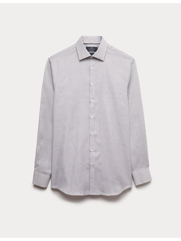 Marks & Spencer Luksuzna košulja normalnog kroja od čistog pamuka s teksturom Marks & Spencer crvena