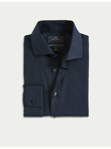 Marks & Spencer Kepер košulja slim kroja od luksuznog pamuka s dvostrukom manžetnom Marks & Spencer mornarsko plava