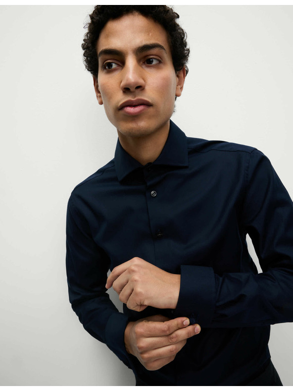 Marks & Spencer Kepер košulja slim kroja od luksuznog pamuka s dvostrukom manžetnom Marks & Spencer mornarsko plava