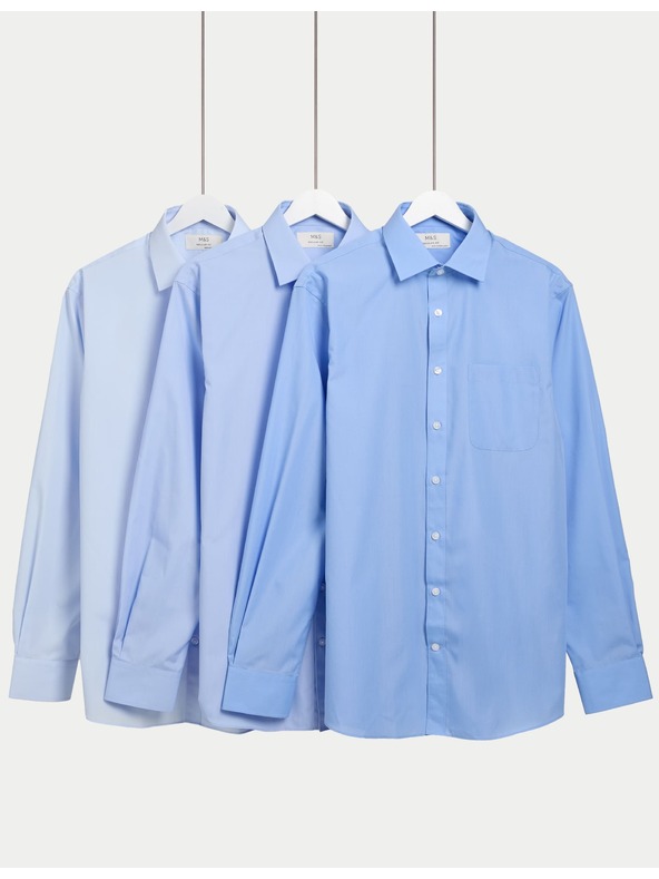Marks & Spencer Košulja normalnog kroja s dugim rukavima, 3 kom Marks & Spencer plava