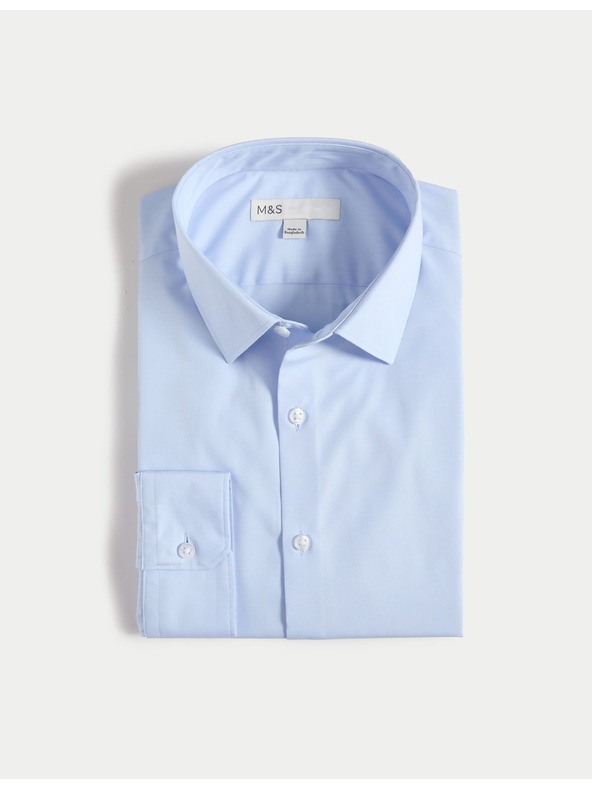 Marks & Spencer Košulja uskog kroja od smjese pamuka s tretmanom protiv mršavljenja Marks & Spencer plava
