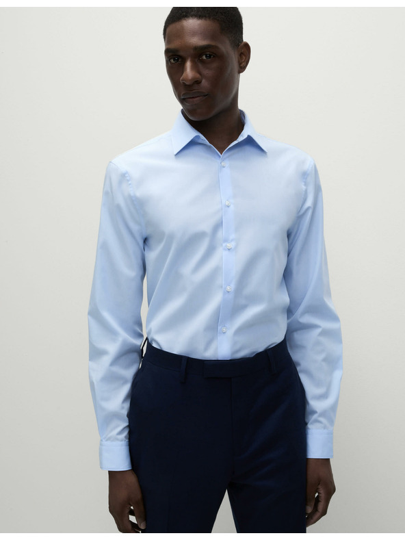 Marks & Spencer Košulja uskog kroja od smjese pamuka s tretmanom protiv mršavljenja Marks & Spencer plava