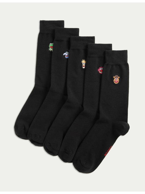 Marks & Spencer 5 kom. čarapa Cool Fresh™ Muppets s visokim sadržajem pamuka Marks & Spencer crna