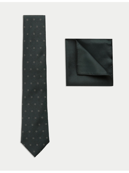 Marks & Spencer Set: kravata s geometrijskim uzorkom i džepni ručnik Marks & Spencer zelena