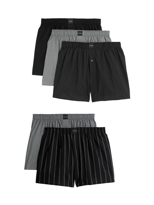 Marks & Spencer Tkane Supima® bokserice s visokim udjelom pamuka, 5 kom. u pakiranju Marks & Spencer crna