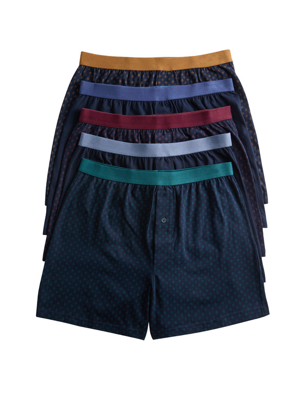 Marks & Spencer Jersey bokserice od čistog pamuka s Cool & Fresh™ tehnologijom i geometrijskim motivom, set od 5 kom. Marks & Spencer mornarsko plava