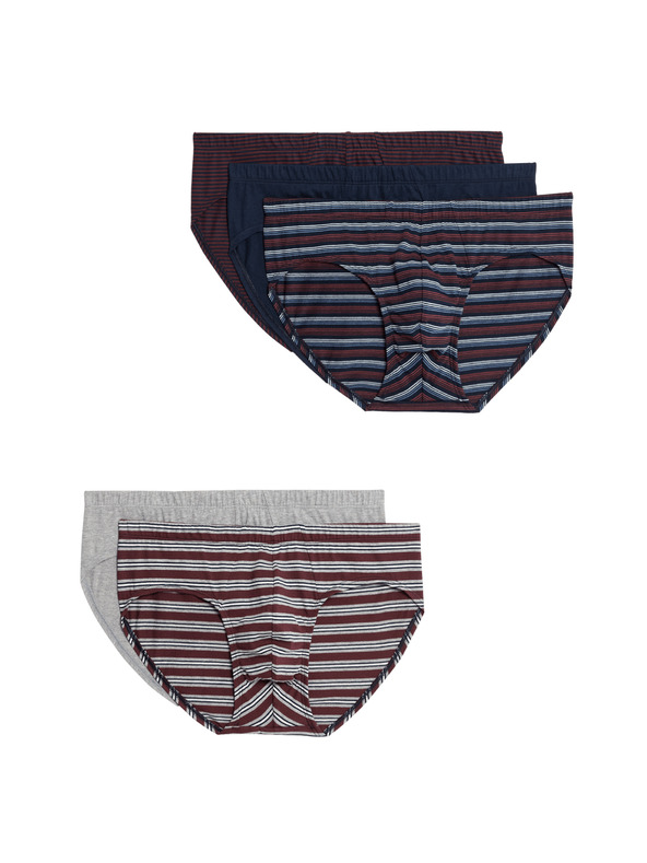 Marks & Spencer Prugaste spodnje rublje od čistog pamuka; Cool & Fresh™ tehnologija; 5 kom. u pakiranju Marks & Spencer crvena