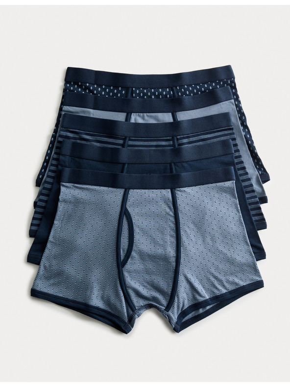 Marks & Spencer Bokserice od pamuka s elastinom i geometrijskim uzorkom, 5 kom Marks & Spencer plava