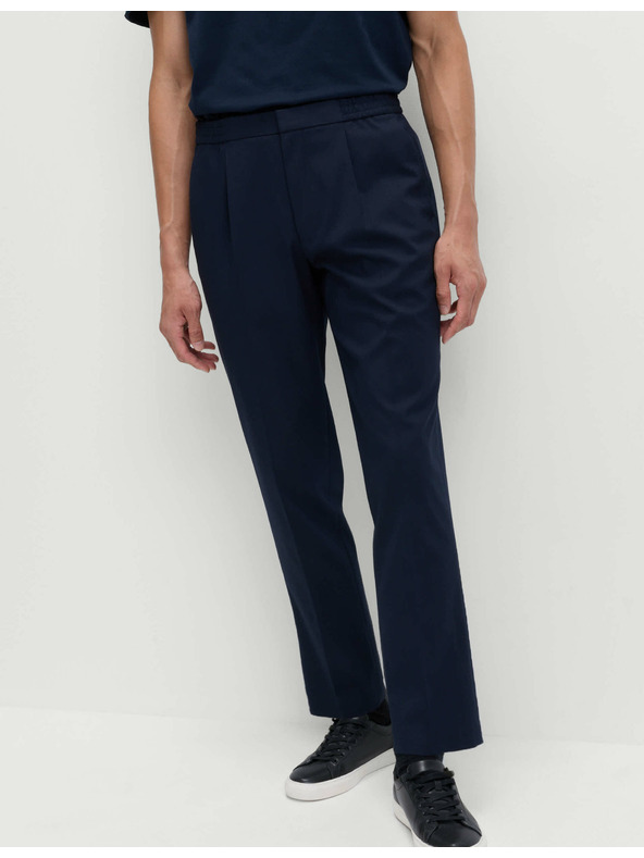 Marks & Spencer Elegantne hlače s elastičnim pojasom od pamučne smjese Marks & Spencer mornarsko plava