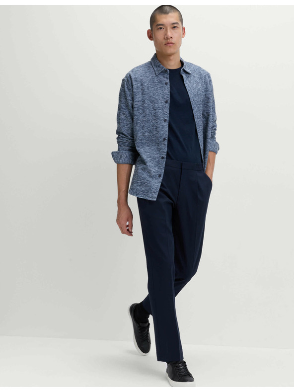 Marks & Spencer Elegantne hlače s elastičnim pojasom od pamučne smjese Marks & Spencer mornarsko plava