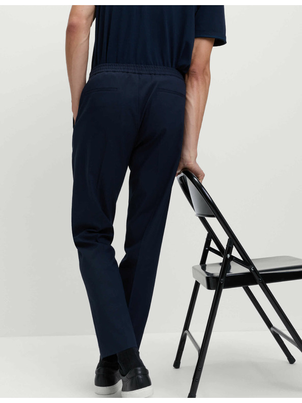 Marks & Spencer Elegantne hlače s elastičnim pojasom od pamučne smjese Marks & Spencer mornarsko plava