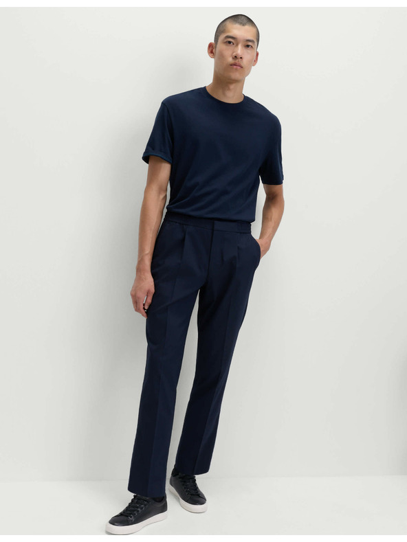 Marks & Spencer Elegantne hlače s elastičnim pojasom od pamučne smjese Marks & Spencer mornarsko plava