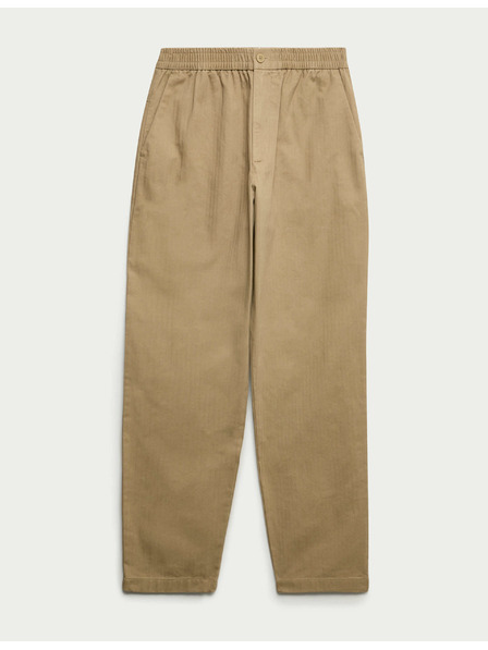 Marks & Spencer Hlače s uzorkom riblje kosti, od čiste pamuke Marks & Spencer smeđa