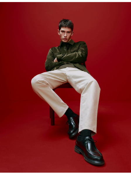 Marks & Spencer Talijanske pamučne hlače ravnog kroja, 5 džepova Marks & Spencer bež