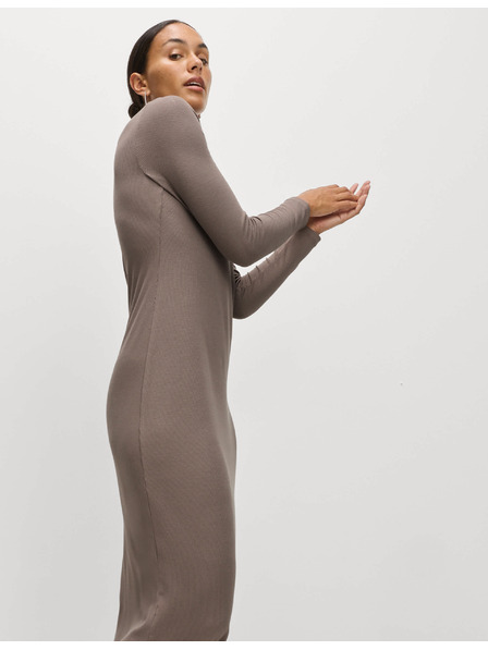 Marks & Spencer Žersej rebraste midi sužene haljine stup kroja Marks & Spencer smeđa