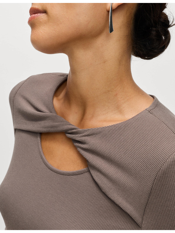 Marks & Spencer Žersej rebraste midi sužene haljine stup kroja Marks & Spencer smeđa