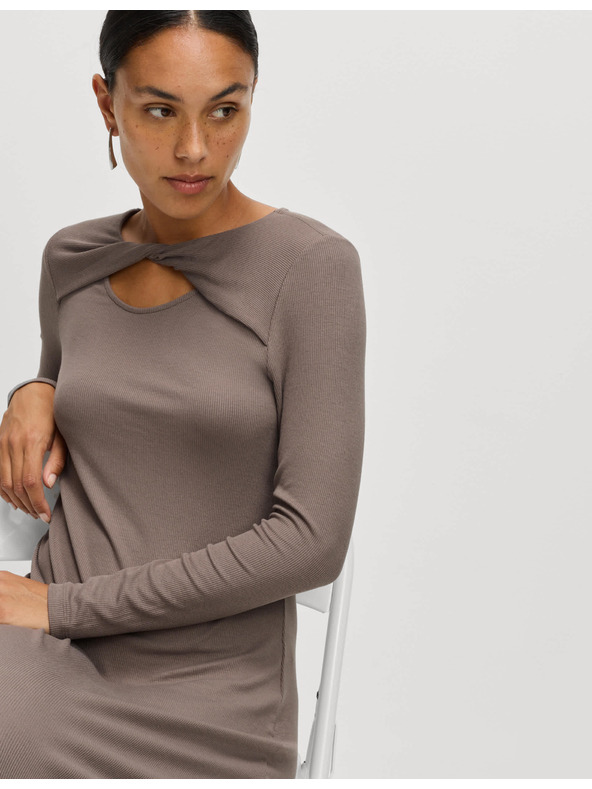 Marks & Spencer Žersej rebraste midi sužene haljine stup kroja Marks & Spencer smeđa