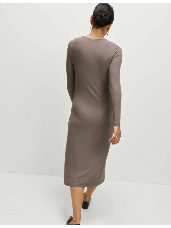 Marks & Spencer Žersej rebraste midi sužene haljine stup kroja Marks & Spencer smeđa