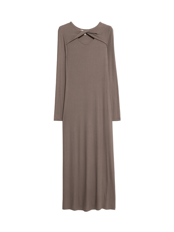 Marks & Spencer Žersej rebraste midi sužene haljine stup kroja Marks & Spencer smeđa