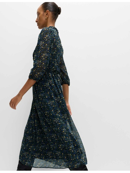 Marks & Spencer Cvjetne nabrane midaxi haljine s naglašenim strukom i naborima Marks & Spencer crna