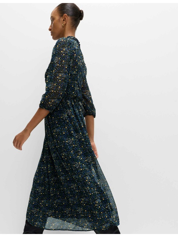 Marks & Spencer Cvjetne nabrane midaxi haljine s naglašenim strukom i naborima Marks & Spencer crna