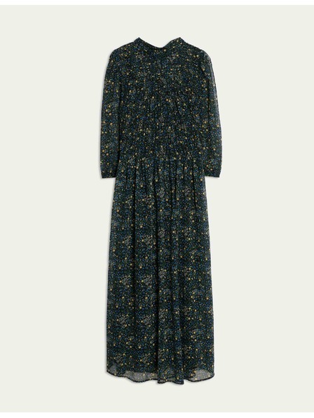 Marks & Spencer Cvjetne nabrane midaxi haljine s naglašenim strukom i naborima Marks & Spencer crna