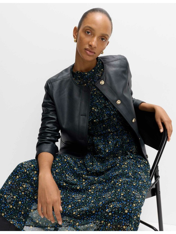 Marks & Spencer Cvjetne nabrane midaxi haljine s naglašenim strukom i naborima Marks & Spencer crna