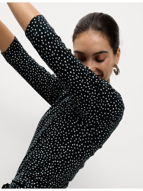 Marks & Spencer Top od čistog pamuka s izrezom na brodu i printom, uski kroj Marks & Spencer crna