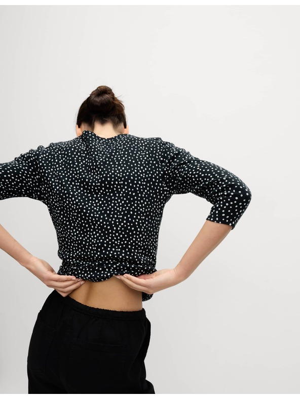 Marks & Spencer Top od čistog pamuka s izrezom na brodu i printom, uski kroj Marks & Spencer crna