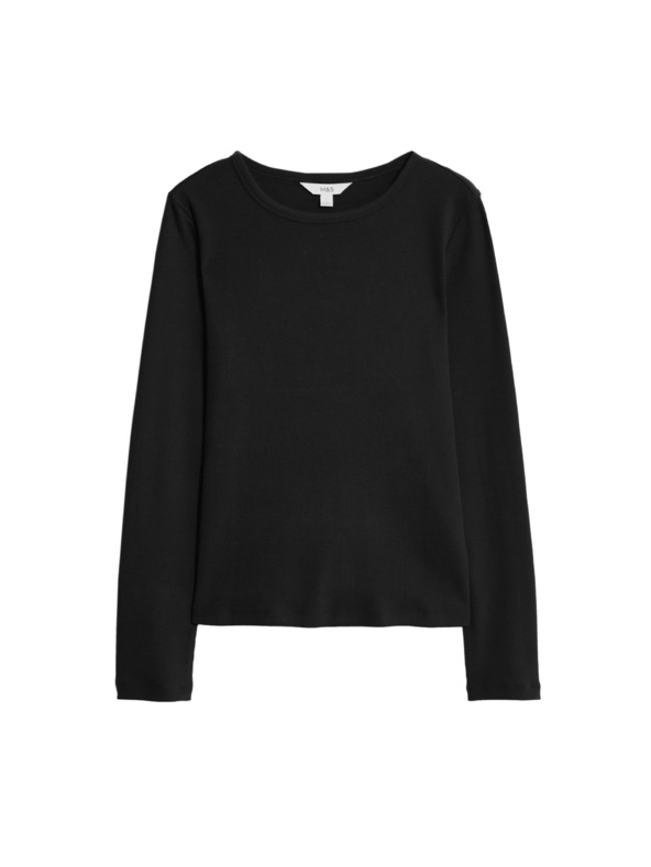 Marks & Spencer Rebrasti top s visokim udjelom pamuka Marks & Spencer crna