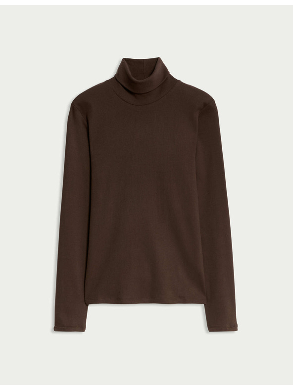 Marks & Spencer Rebrasti top s visokim ovratnikom i visokim udjelom pamuka Marks & Spencer smeđa