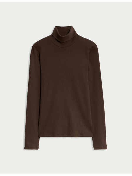 Marks & Spencer Rebrasti top s visokim ovratnikom i visokim udjelom pamuka Marks & Spencer smeđa