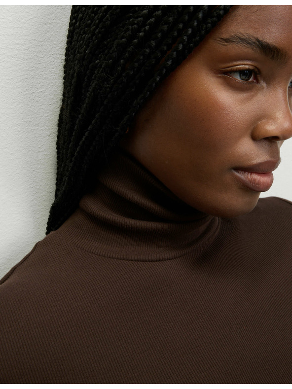 Marks & Spencer Rebrasti top s visokim ovratnikom i visokim udjelom pamuka Marks & Spencer smeđa