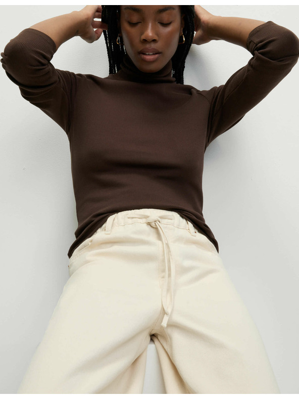 Marks & Spencer Rebrasti top s visokim ovratnikom i visokim udjelom pamuka Marks & Spencer smeđa