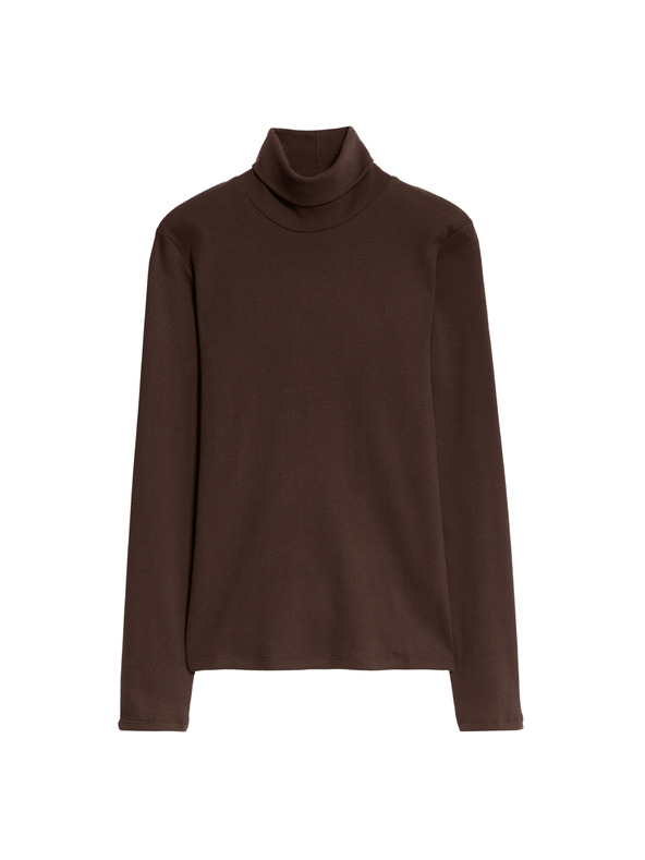 Marks & Spencer Rebrasti top s visokim ovratnikom i visokim udjelom pamuka Marks & Spencer smeđa