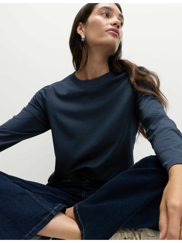 Marks & Spencer Top od čistog pamuka za svakodnevno nošenje Marks & Spencer mornarsko plava