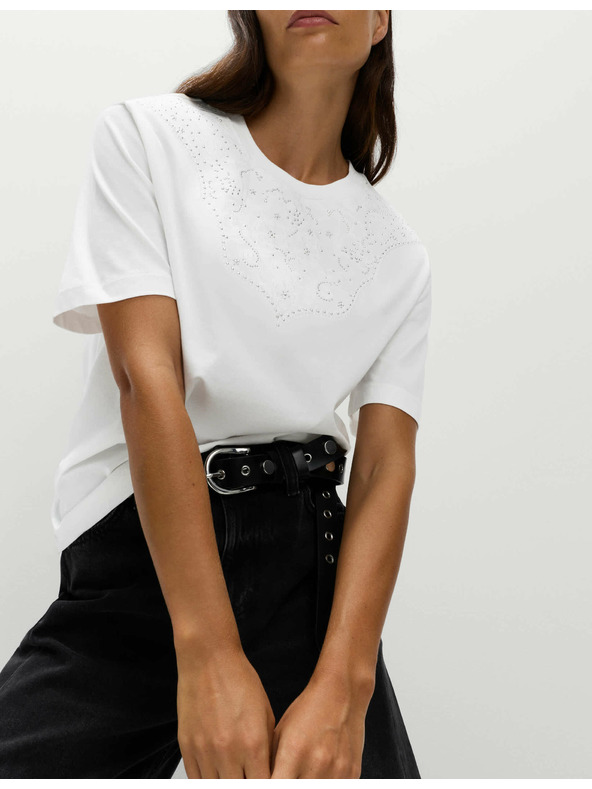 Marks & Spencer Ukrašena Lucky majica od čistog pamuka Marks & Spencer bijela