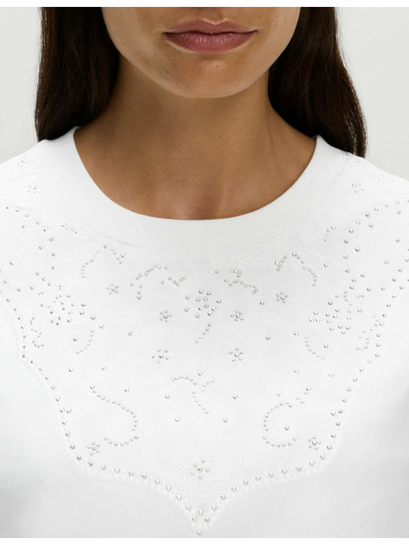 Marks & Spencer Ukrašena Lucky majica od čistog pamuka Marks & Spencer bijela