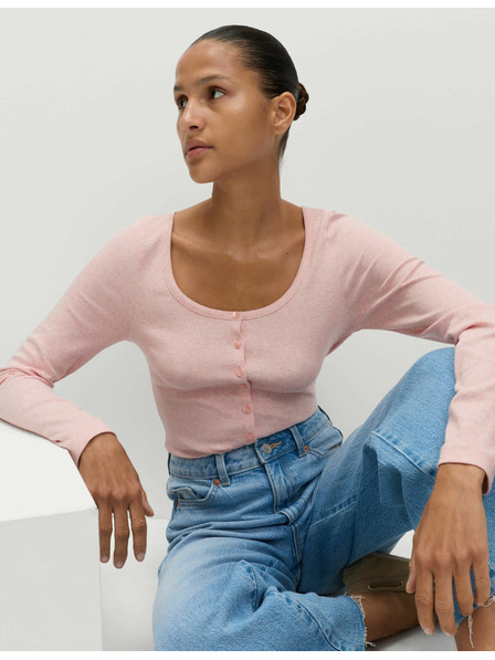 Marks & Spencer Top s ovalnim izrezom, otvorenim ovratnika i visokim udjelom pamuka Marks & Spencer ružičasta