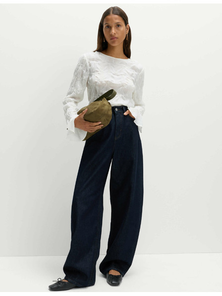 Marks & Spencer Čipkasta teksturirana bluza s okruglim izrezom Marks & Spencer krem