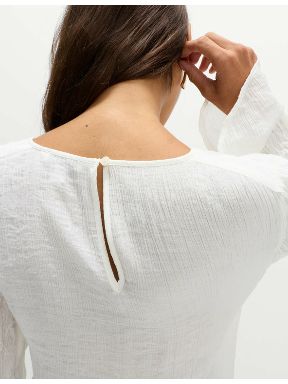 Marks & Spencer Čipkasta teksturirana bluza s okruglim izrezom Marks & Spencer krem