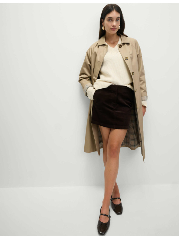 Marks & Spencer Mini suknja A-kroja s visokim udjelom conte Marks & Spencer smeđa