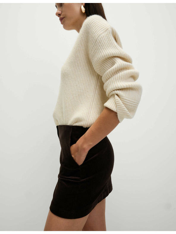 Marks & Spencer Mini suknja A-kroja s visokim udjelom conte Marks & Spencer smeđa