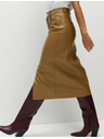 Marks & Spencer Kožna A-midi suknja s prorezom sprijeda Marks & Spencer smeđa