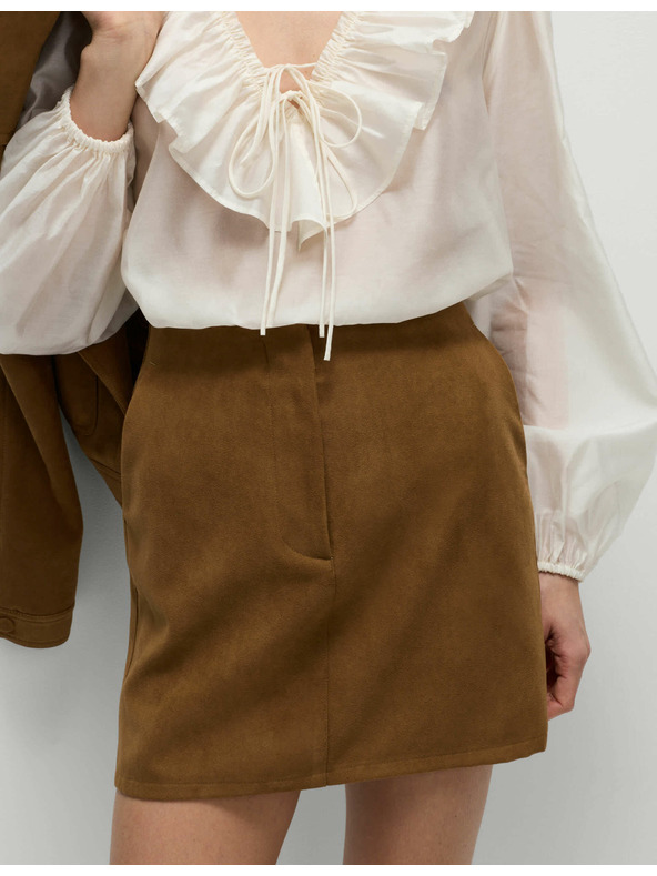 Marks & Spencer Mini suknja A-kroja sa somotastim izgledom Marks & Spencer smeđa