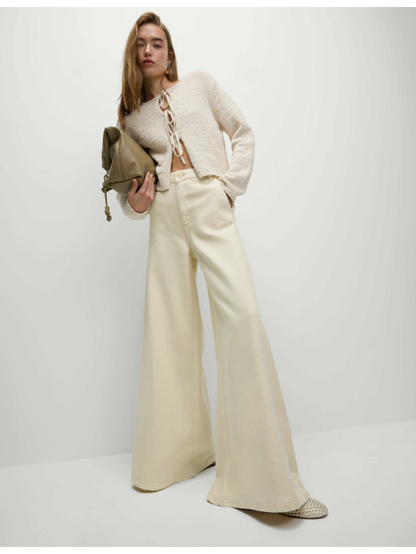 Marks & Spencer Palazzo hlače s visokim udjelom pamuka Marks & Spencer krem