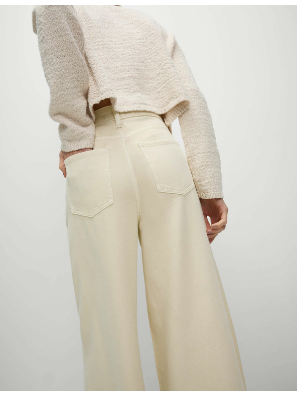 Marks & Spencer Palazzo hlače s visokim udjelom pamuka Marks & Spencer krem