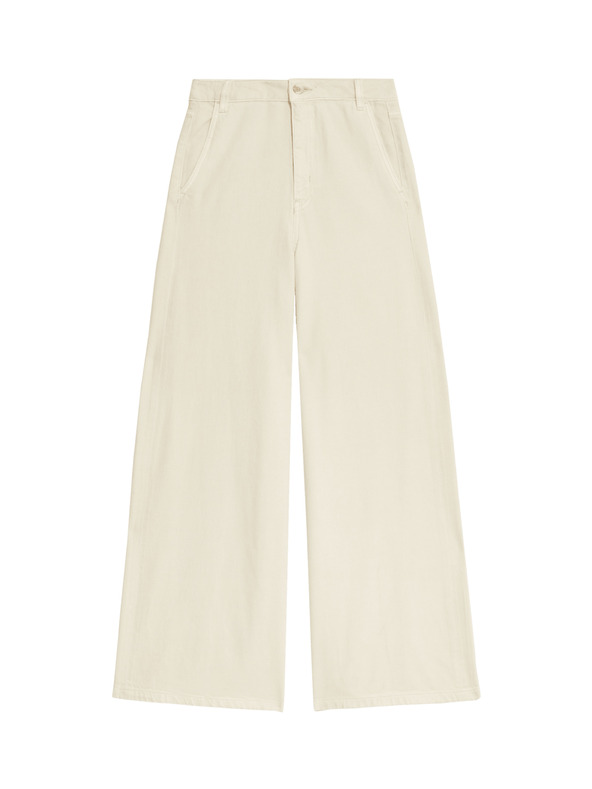 Marks & Spencer Palazzo hlače s visokim udjelom pamuka Marks & Spencer krem